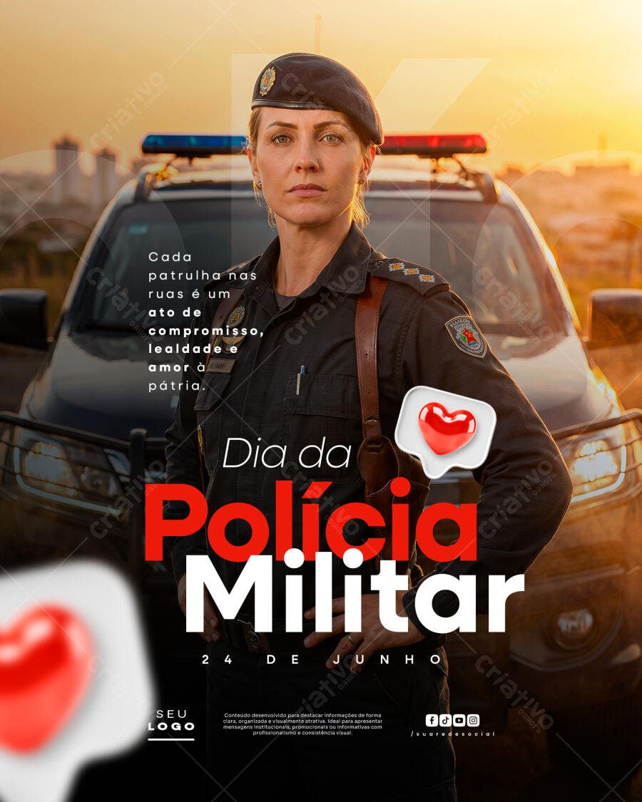 Post Instagram Dia da Polícia Militar 24 de Junho PSD Editável