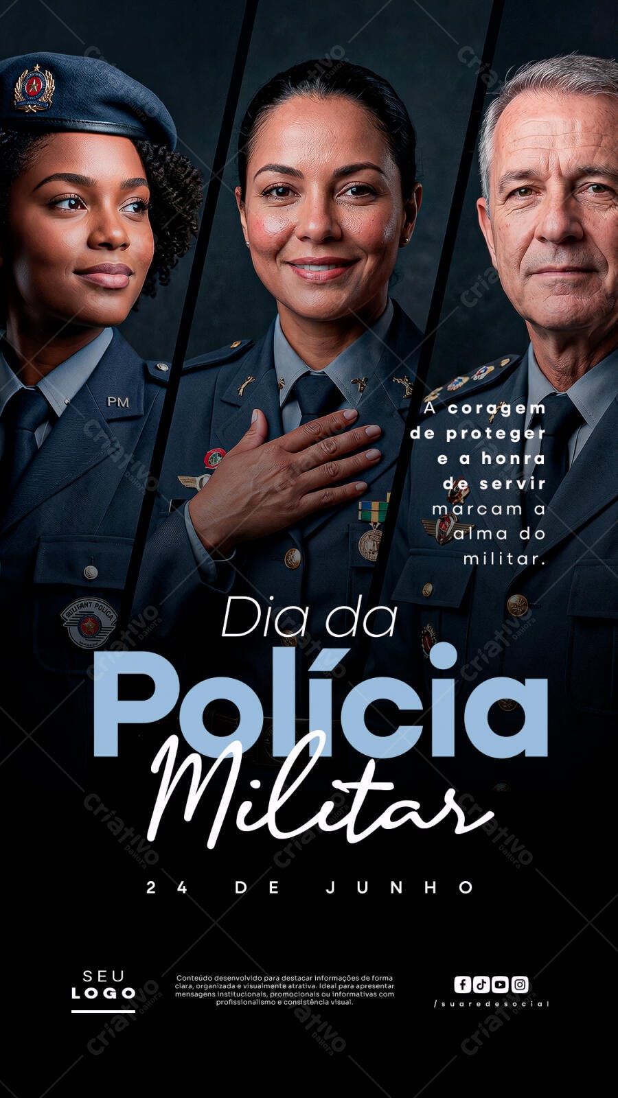 Post Instagram Dia da Polícia Militar 24 de Junho PSD Editável