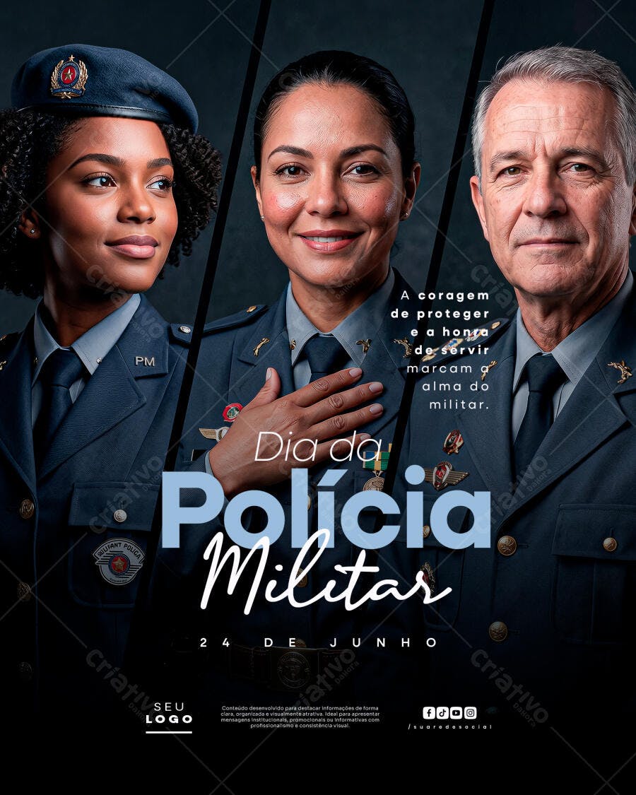 Post Instagram Dia da Polícia Militar 24 de Junho PSD Editável