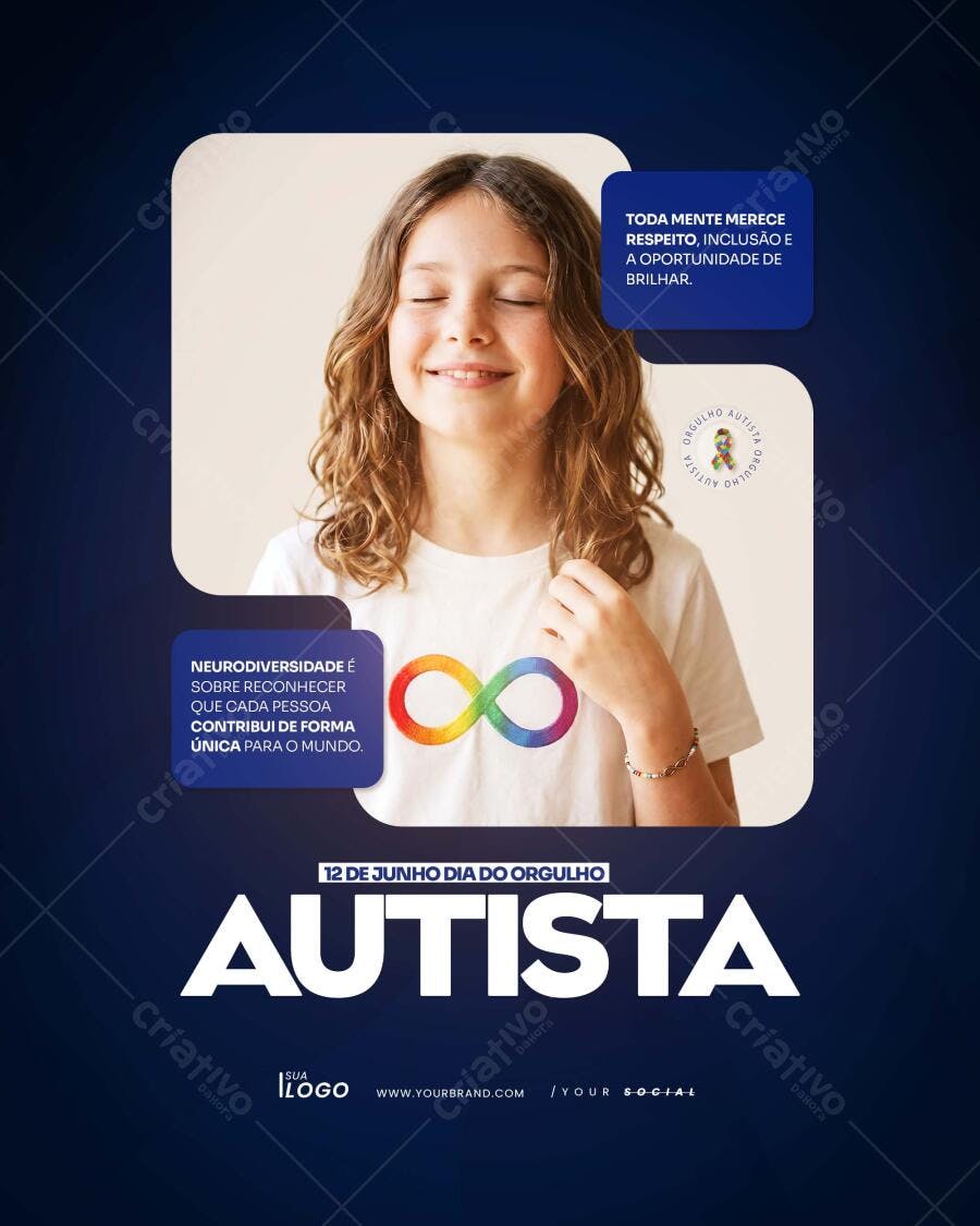 Post Instagram Dia do Orgulho Autista 18 de Junho PSD Editável