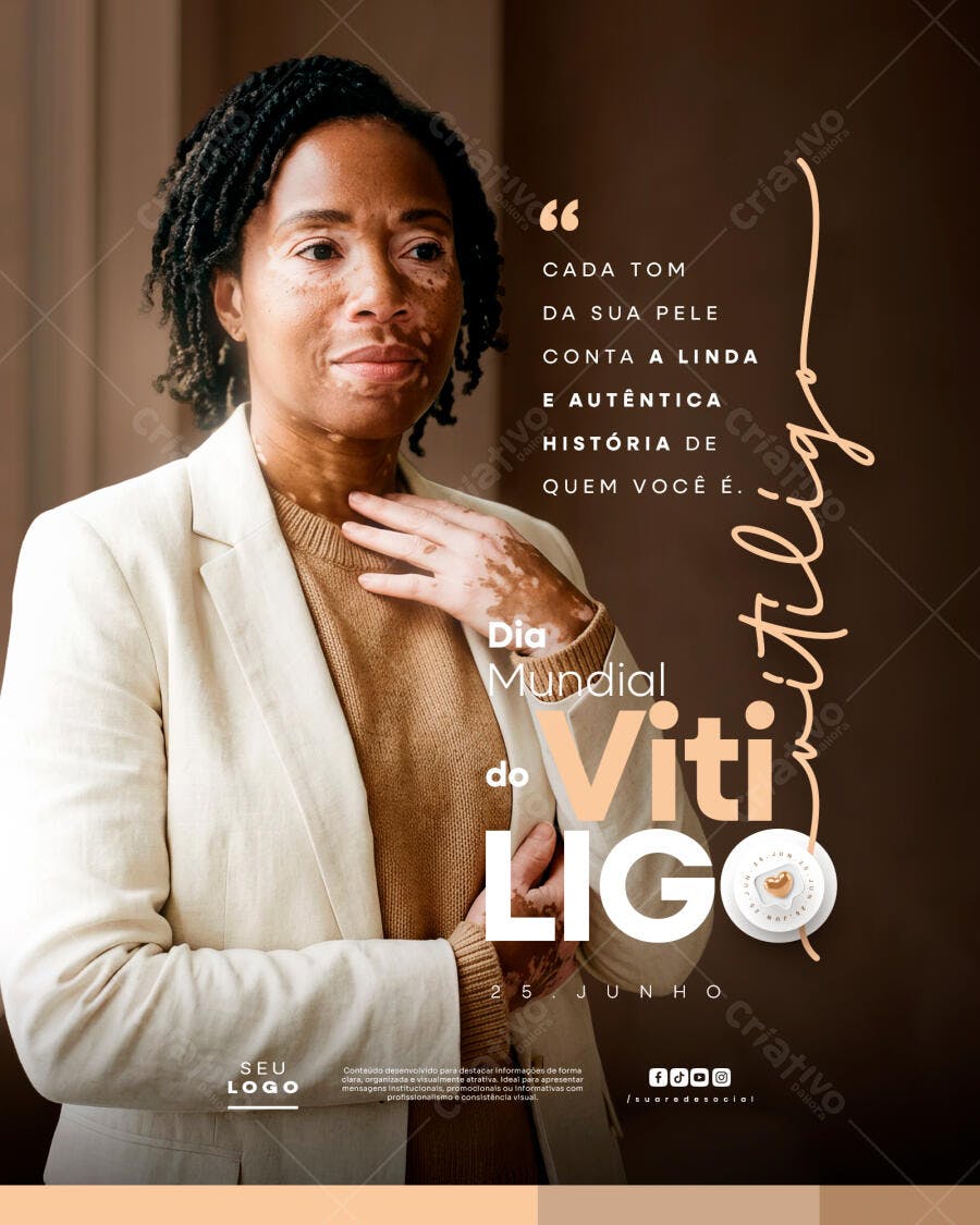 Post Instagram Dia Mundial do Vitiligo 25 Junho PSD Editável