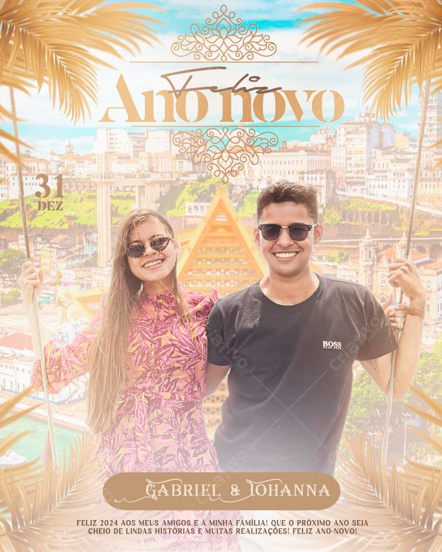 Post Instagram Feliz Ano Novo Réveillon PSD Editável