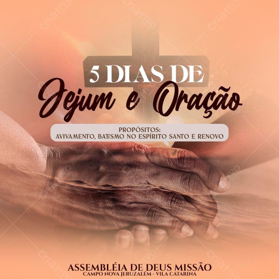 Post Instagram Jejum e Oração Igreja PSD Editável