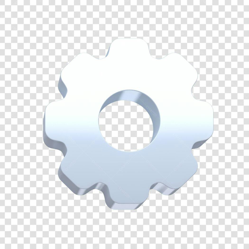 Elemento 3D Engrenagem Prata Configurações PNG Fundo Transparente