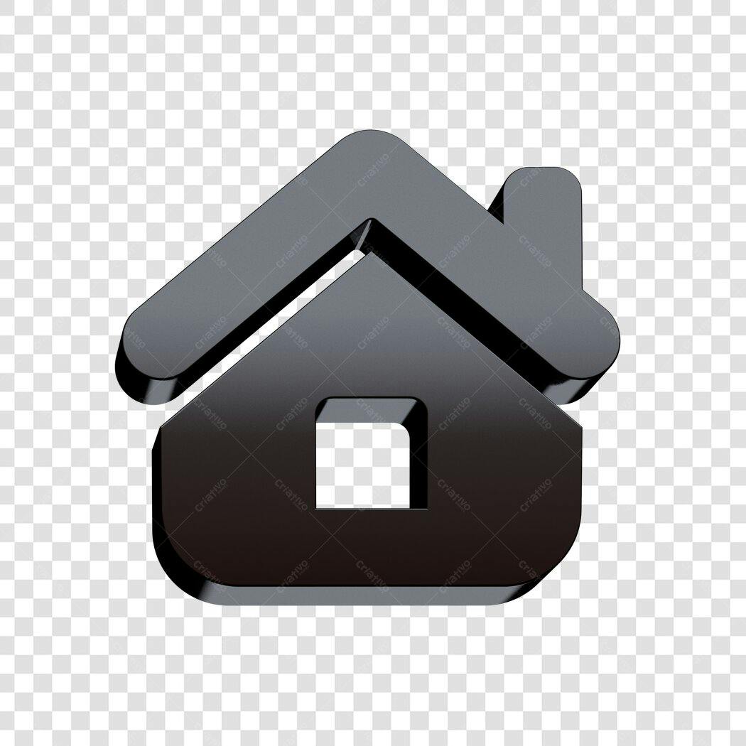 Elemento 3D Ícone Casa Residência Escuro PNG Fundo Transparente