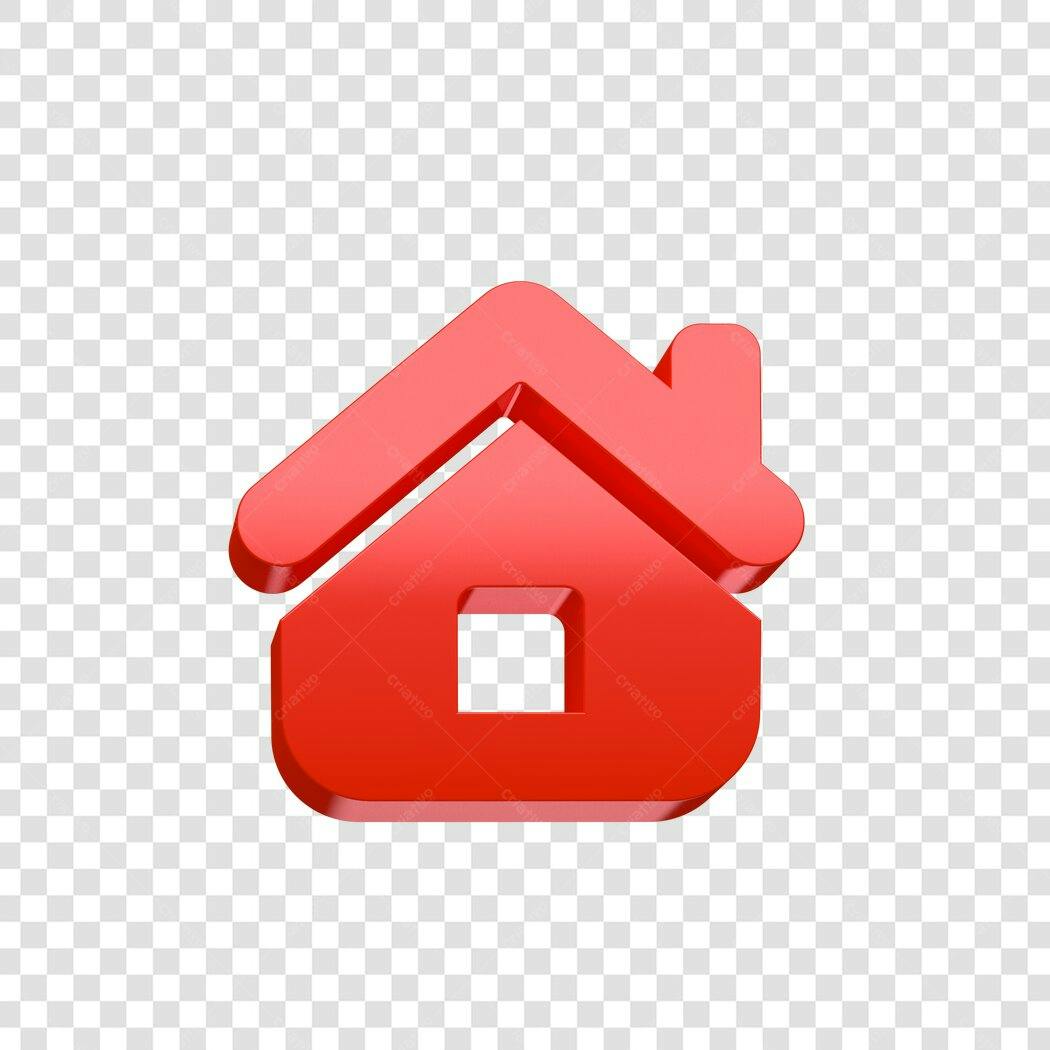 Elemento 3D Ícone Casa Vermelha PNG Fundo Transparente