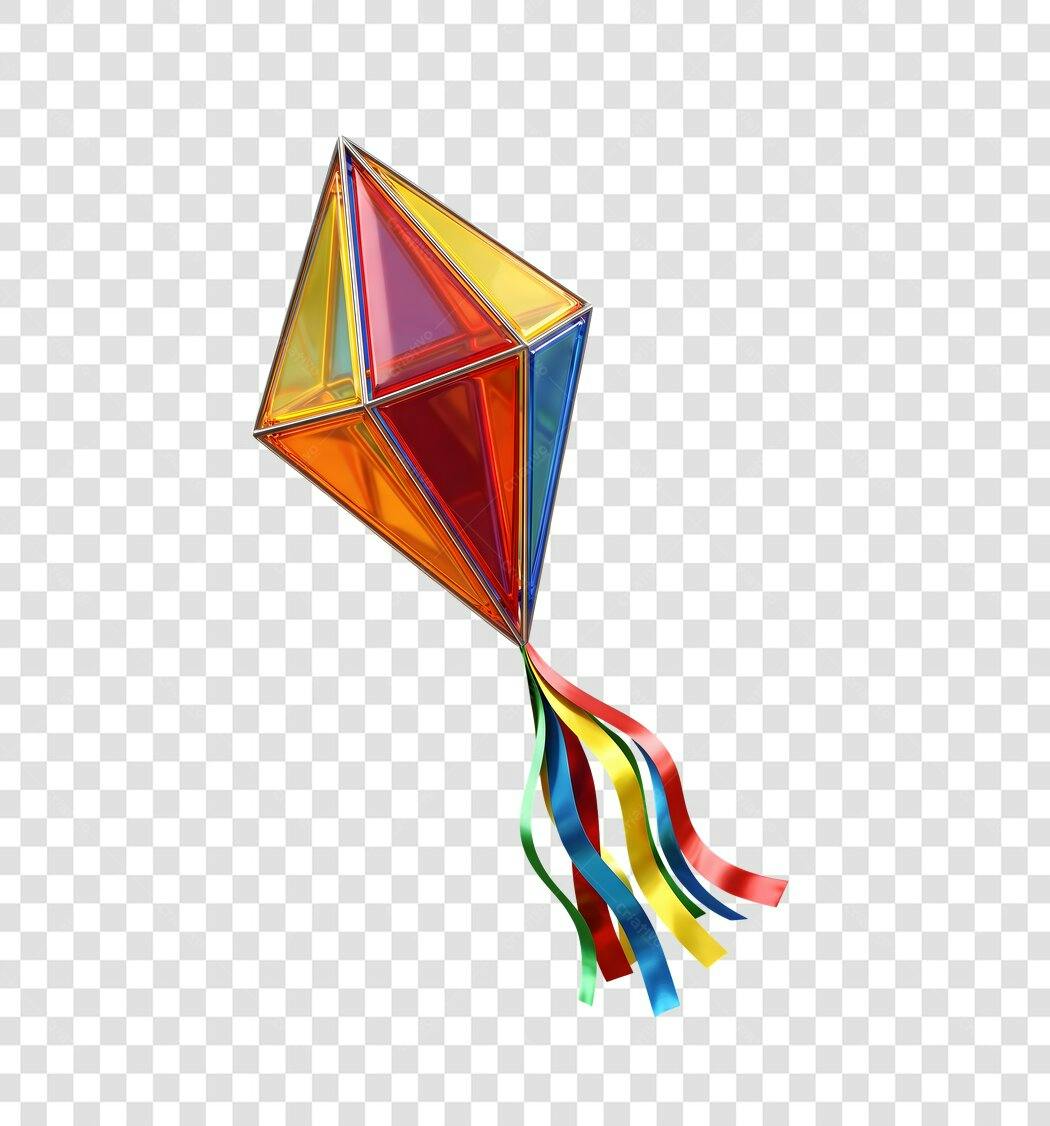 Elemento 3D Pipa Colorida Festa Junina Junho PNG Fundo Transparente