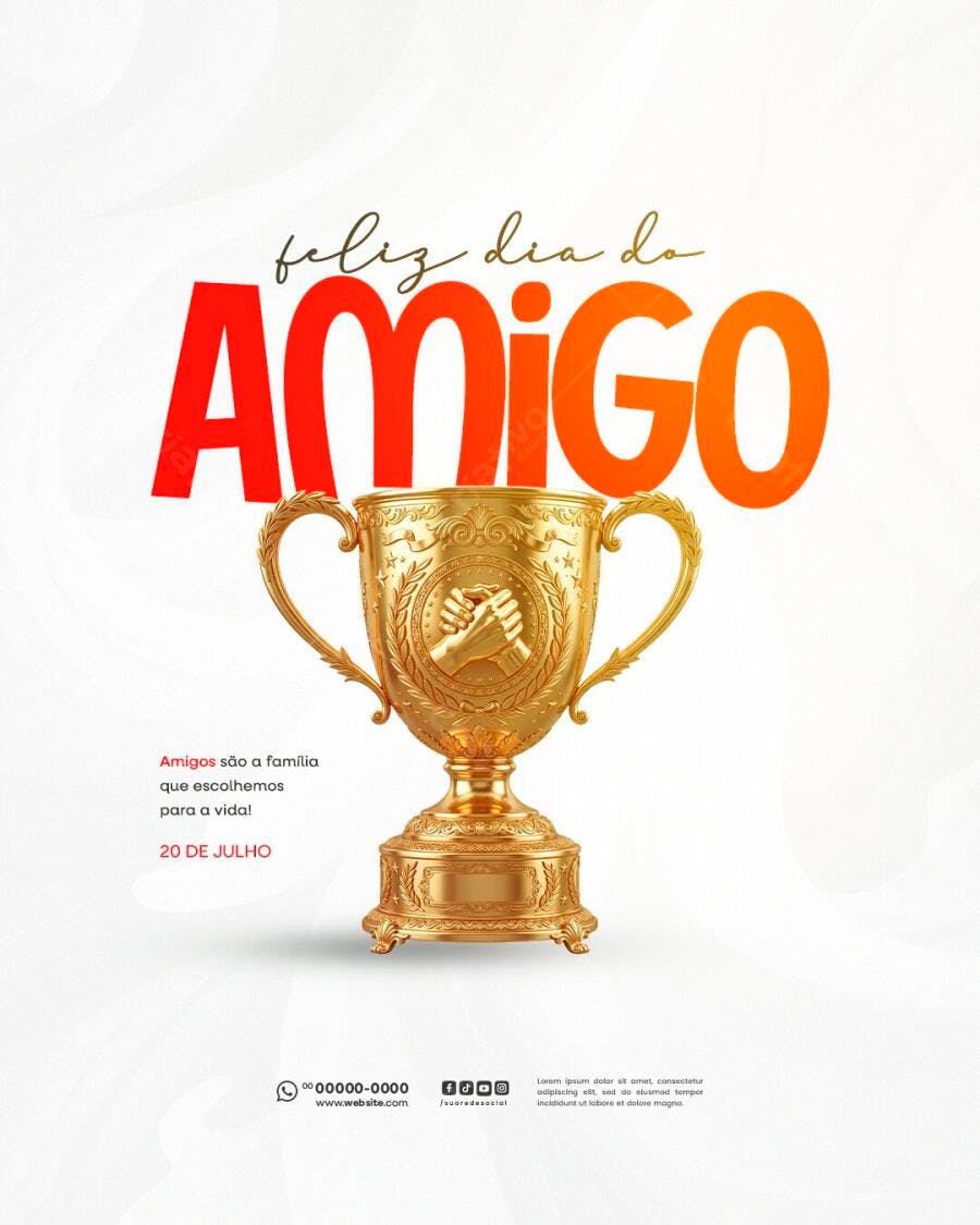 Post Instagram Dia do Amigo 20 de Julho PSD Editável