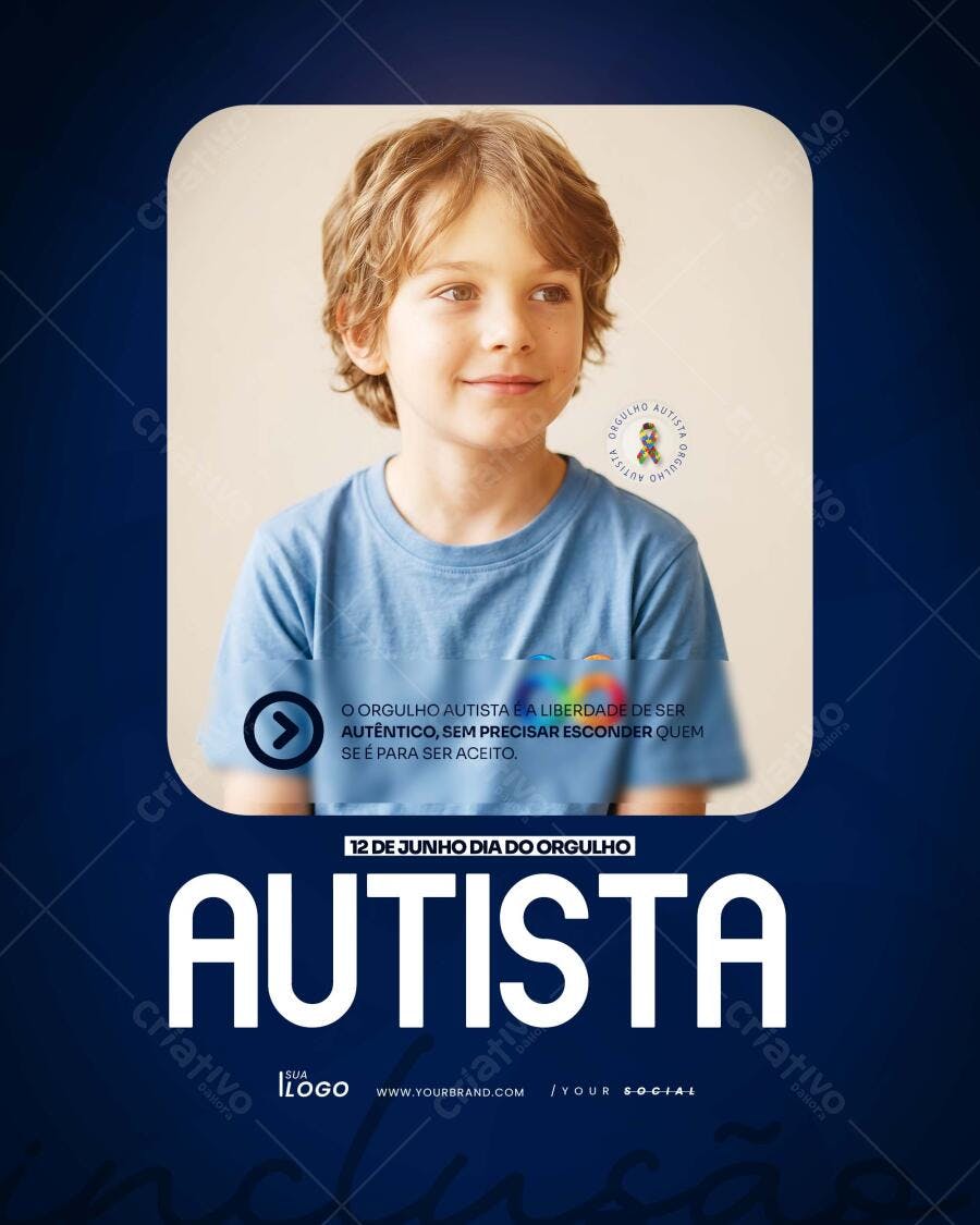 Post Instagram Dia do Orgulho Autista 12 de Junho PSD Editável
