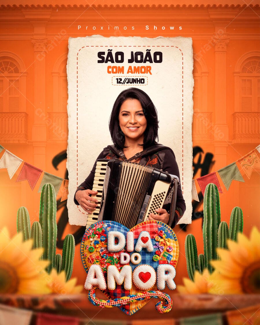 Post Instagram São João Dia dos Namorados 12 de Junho PSD Editável