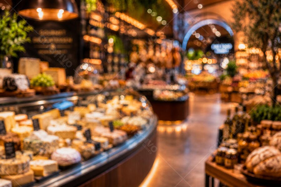 Foto Mercado Gourmet Queijos Pães Delicatessen Foco Suave