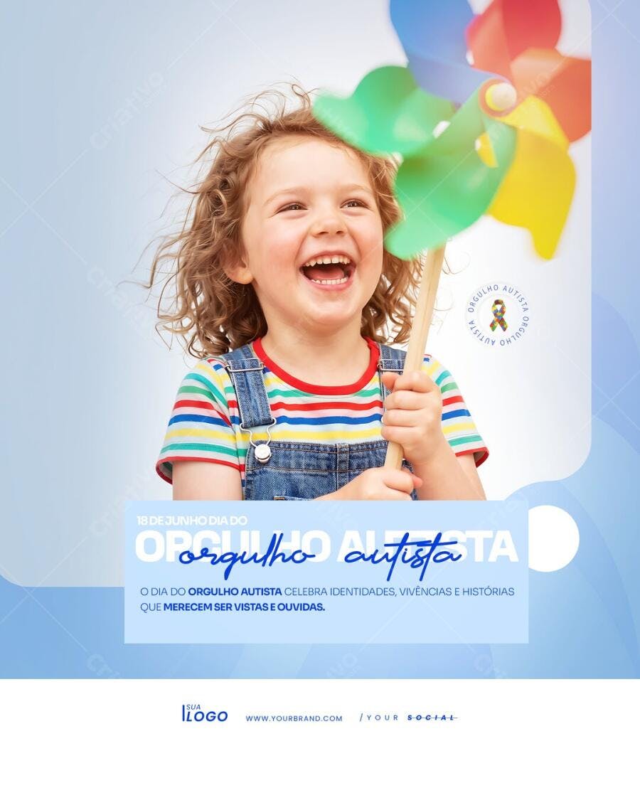 DIA DO ORGULHO AUTISTA 18 DE JUNHO SOCIAL MEDIA PSD EDITÁVEL