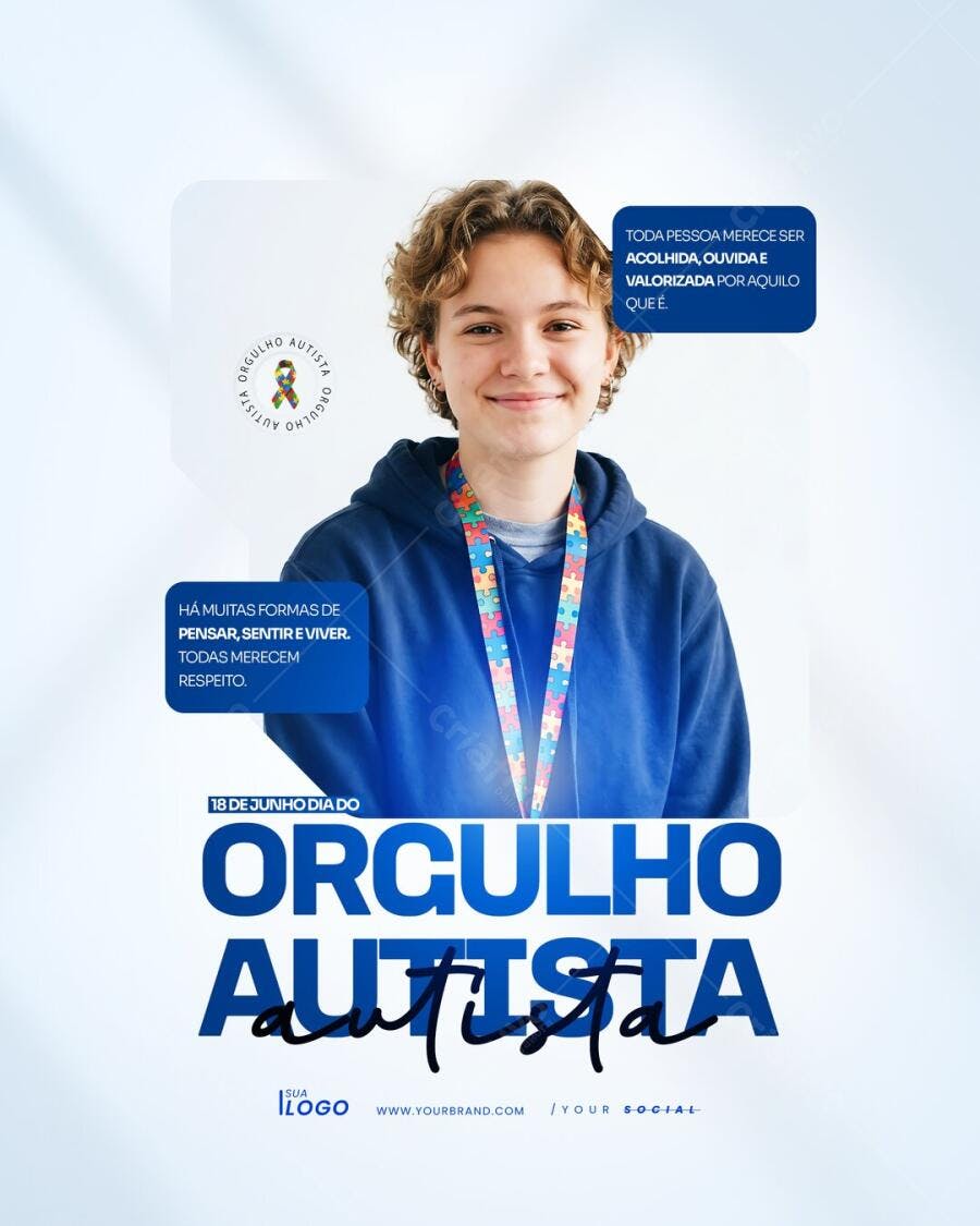 DIA DO ORGULHO AUTISTA 18 DE JUNHO SOCIAL MEDIA PSD EDITÁVEL
