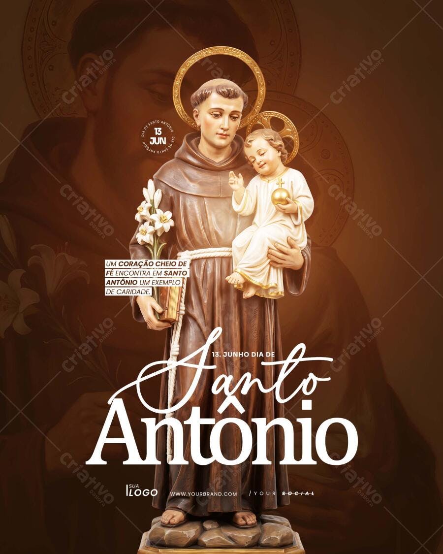 DIA DE SANTO ANTÔNIO ARTE SOCIAL MEDIA PSD EDITÁVEL