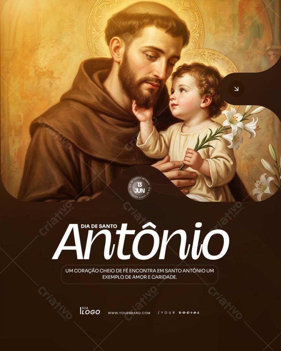 DIA DE SANTO ANTÔNIO ARTE SOCIAL MEDIA PSD EDITÁVEL