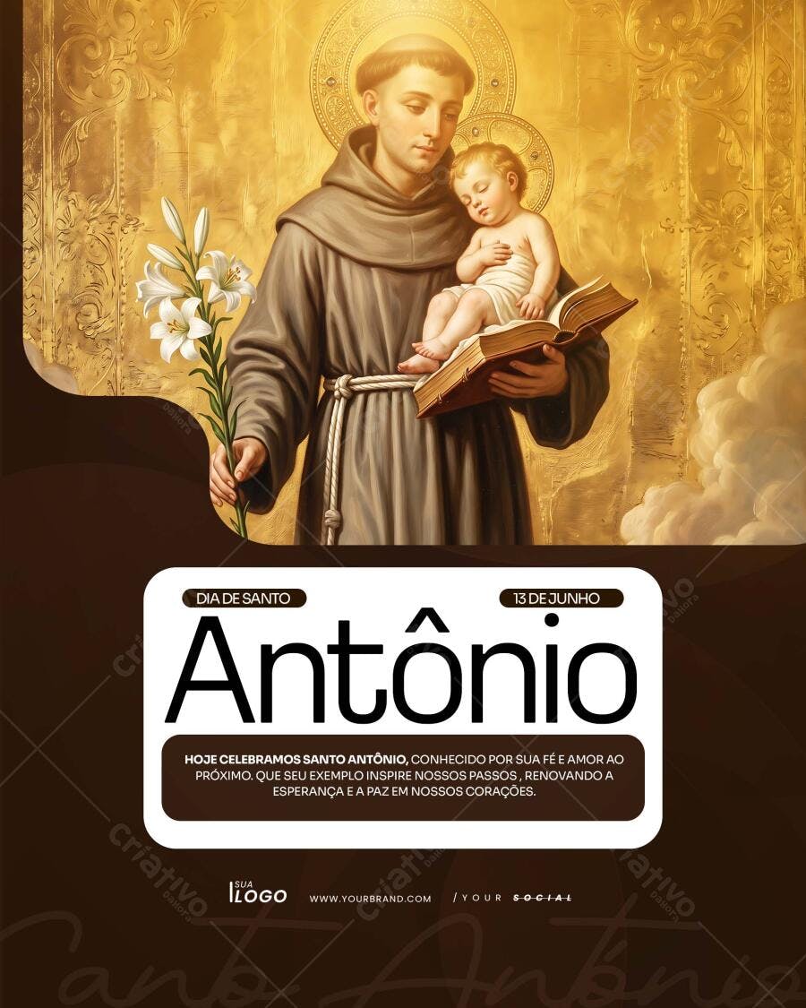 DIA DE SANTO ANTÔNIO ARTE SOCIAL MEDIA PSD EDITÁVEL