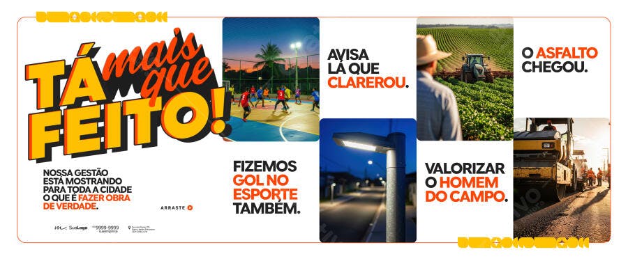 Banner Gestão Pública Obras Melhorias PSD Editável