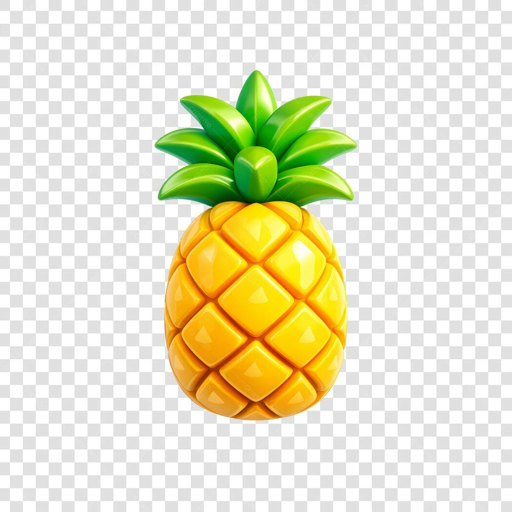 Elemento 3D Abacaxi Fruta Tropical Verão PNG Fundo Transparente