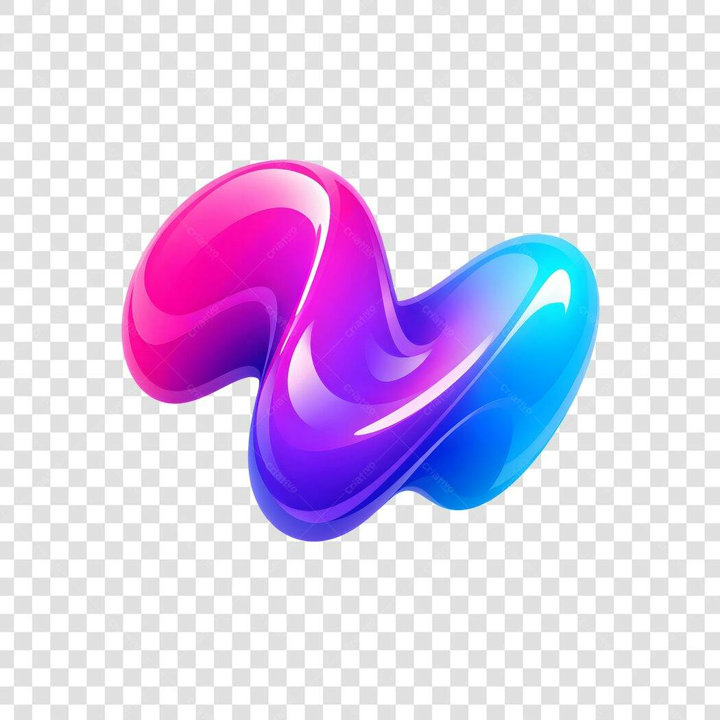 Elemento 3D Abstrato Gradiente Rosa Azul PNG Fundo Transparente