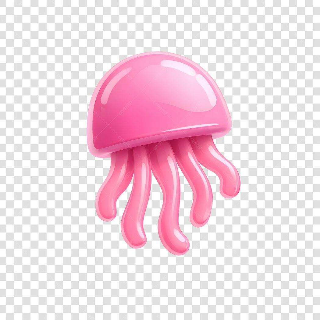 Elemento 3D Água Viva Rosa Marinho PNG Fundo Transparente