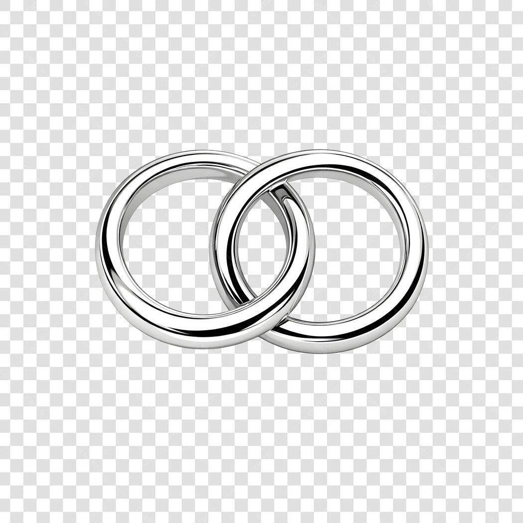 Elemento 3D Alianças Casamento Prata PNG Fundo Transparente