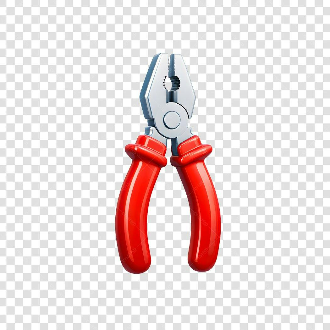 Elemento 3D Alicate Vermelho Ferramenta Trabalho PNG Fundo Transparente