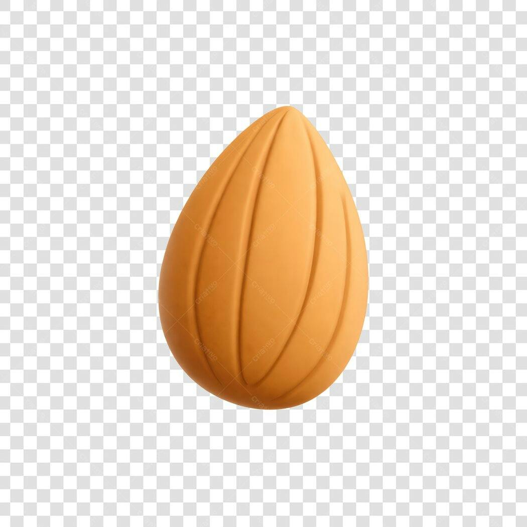 Elemento 3D Amêndoa Marrom Texturizada PNG Fundo Transparente