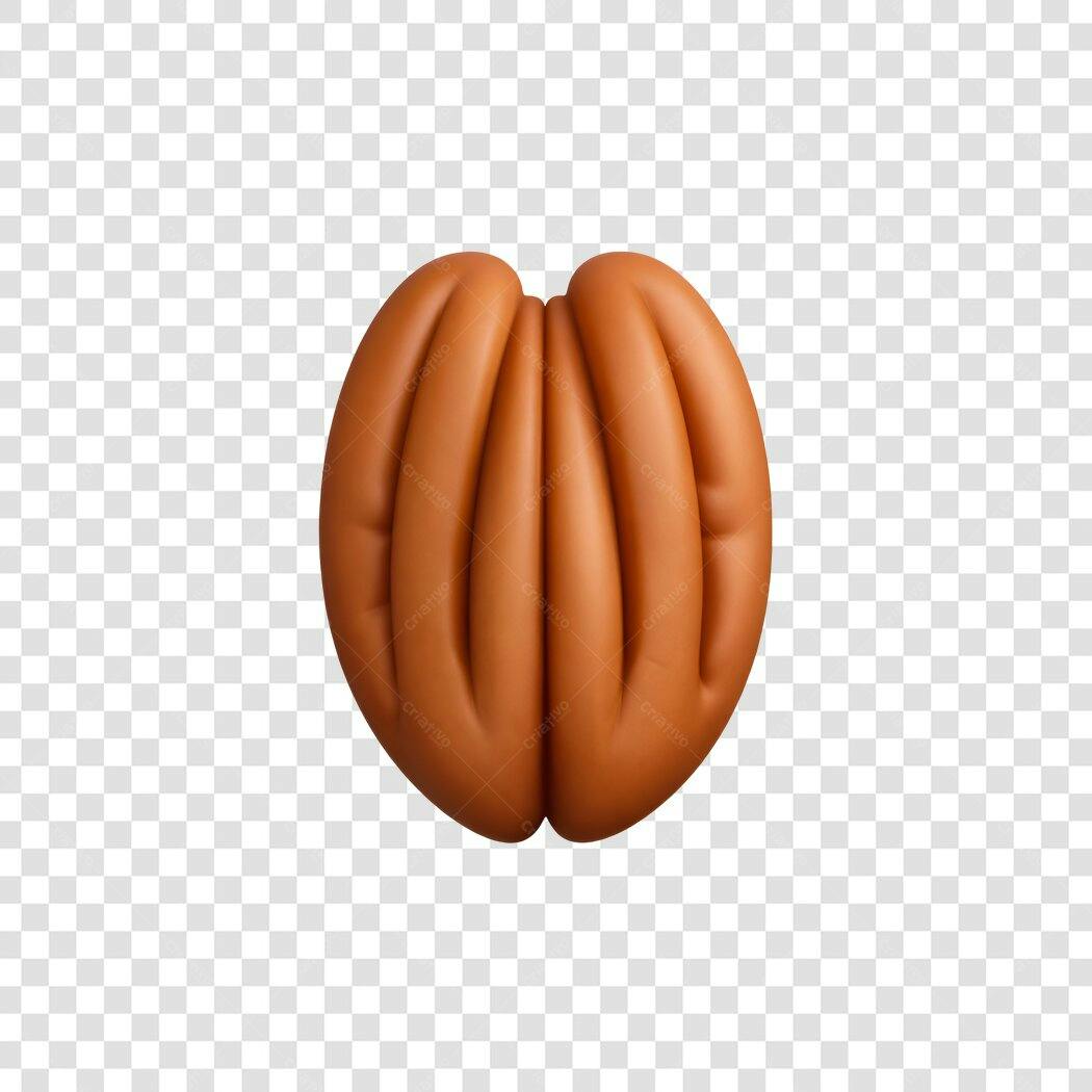 Elemento 3D Amêndoa Pecan Marrom PNG Fundo Transparente