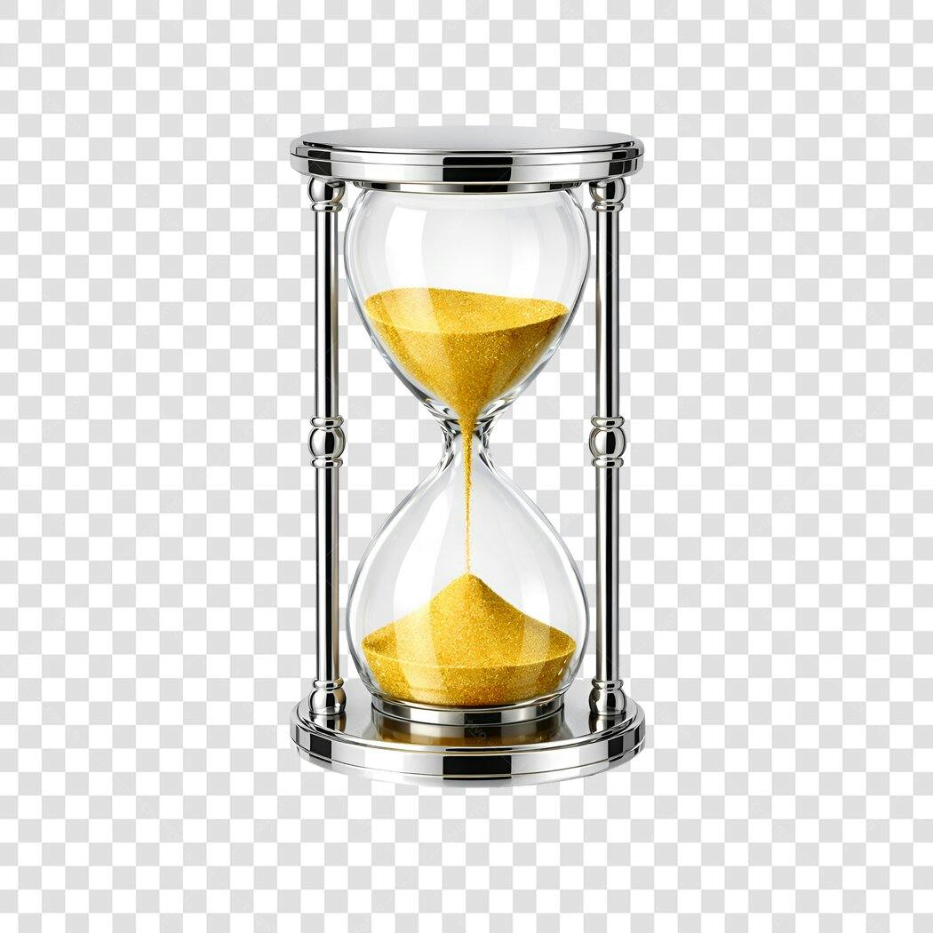 Elemento 3D Ampulheta Dourada Tempo PNG Fundo Transparente