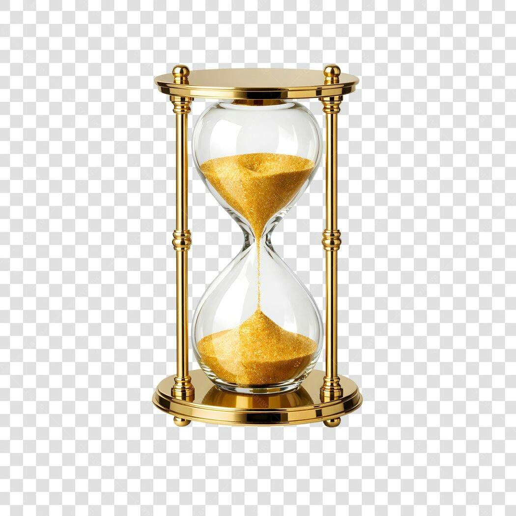 Elemento 3D Ampulheta Dourada Tempo PNG Fundo Transparente