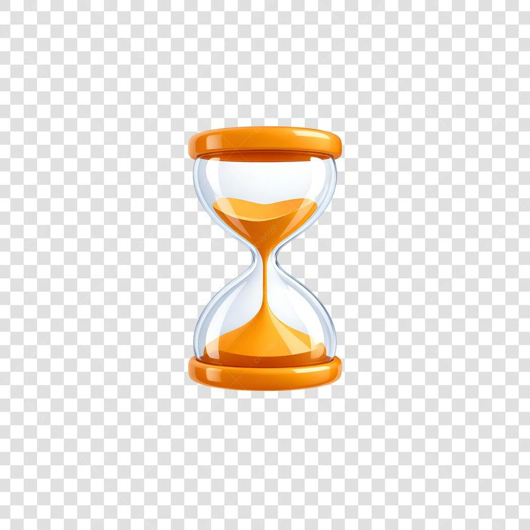 Elemento 3D Ampulheta Tempo Laranja PNG Fundo Transparente