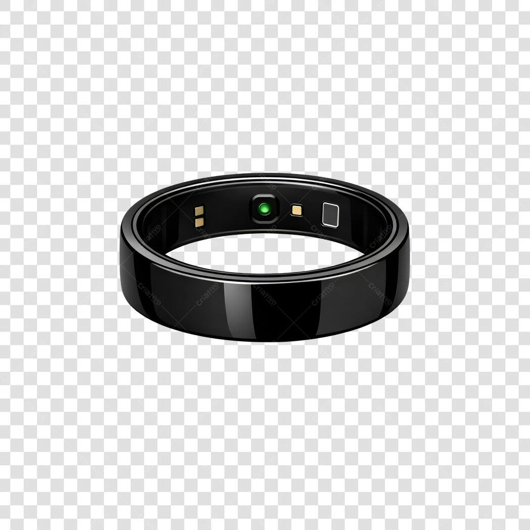 Elemento 3D Anel Smart Fitness Saúde Preto PNG Fundo Transparente