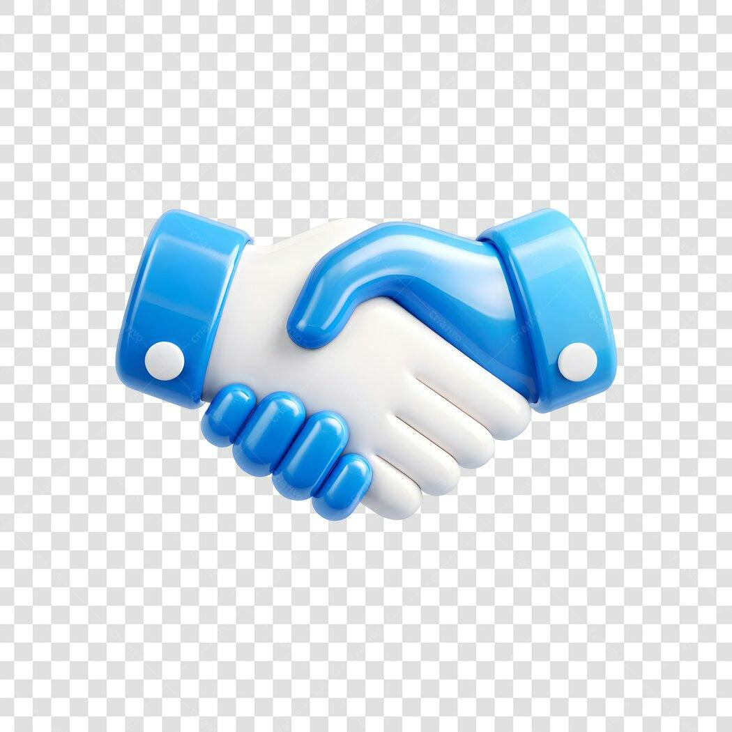 Elemento 3D Aperto de Mãos Azul Branco PNG Fundo Transparente