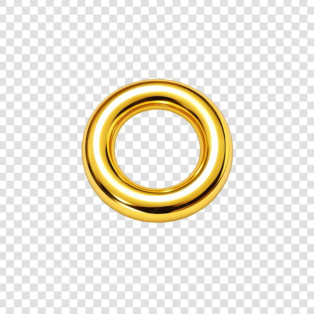 Elemento 3D Argola Dourada Brilhante PNG Fundo Transparente