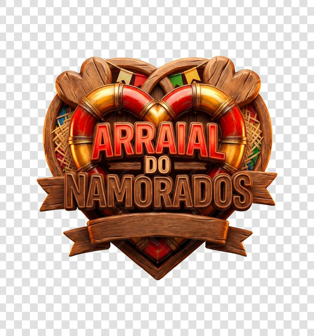 Elemento 3D Arraial do Namorados Junho PNG Fundo Transparente