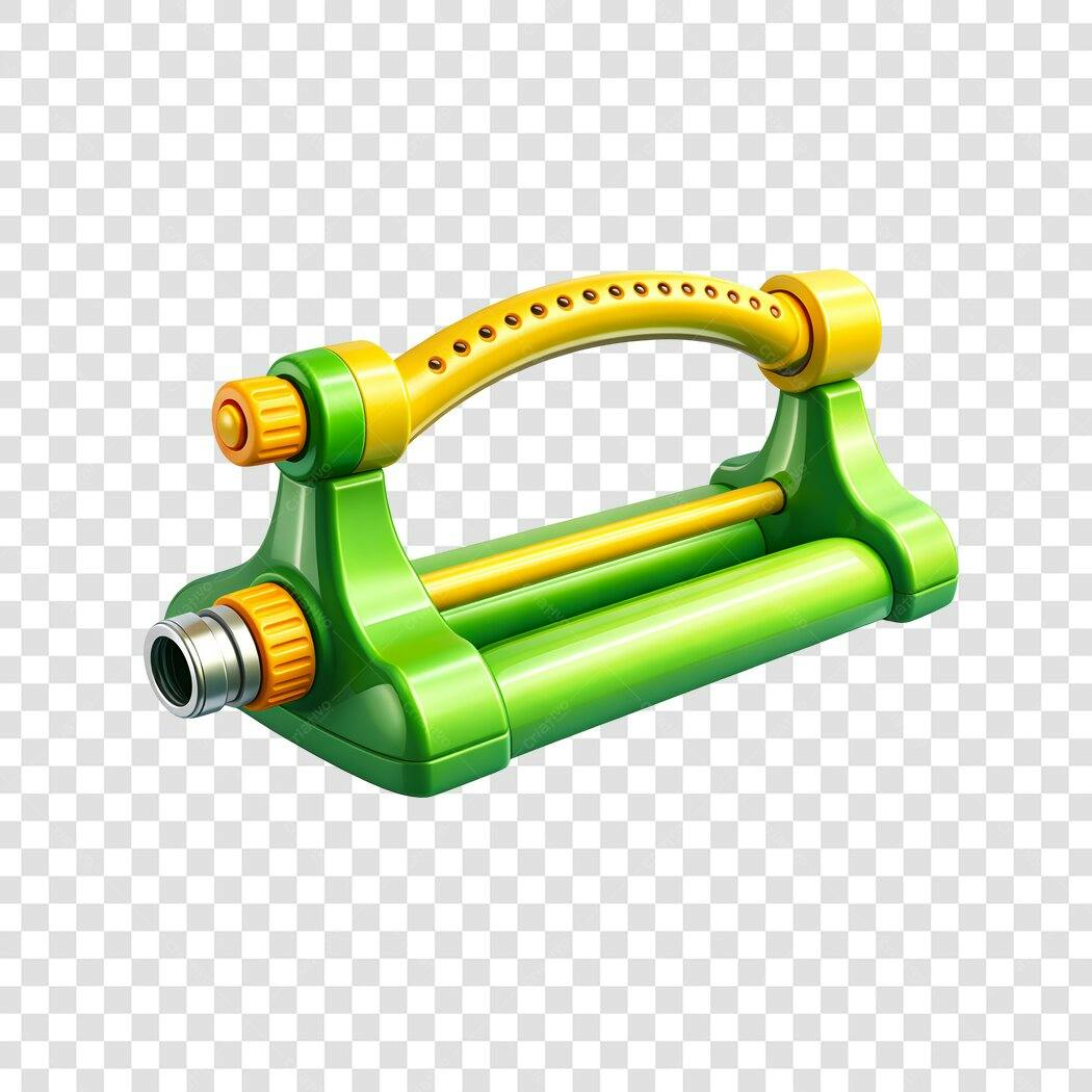 Elemento 3D Aspersor Jardim Verde Amarelo PNG Fundo Transparente