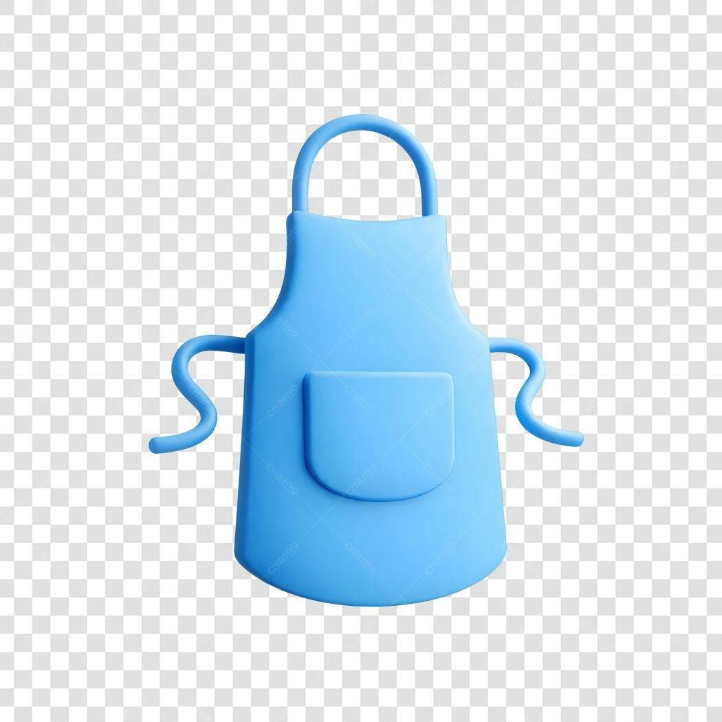Elemento 3D Avental Azul Cozinha PNG Fundo Transparente