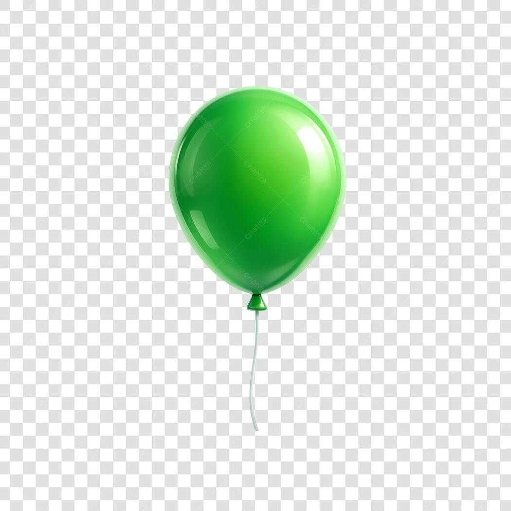 Elemento 3D Balão Verde Festivo PNG Fundo Transparente