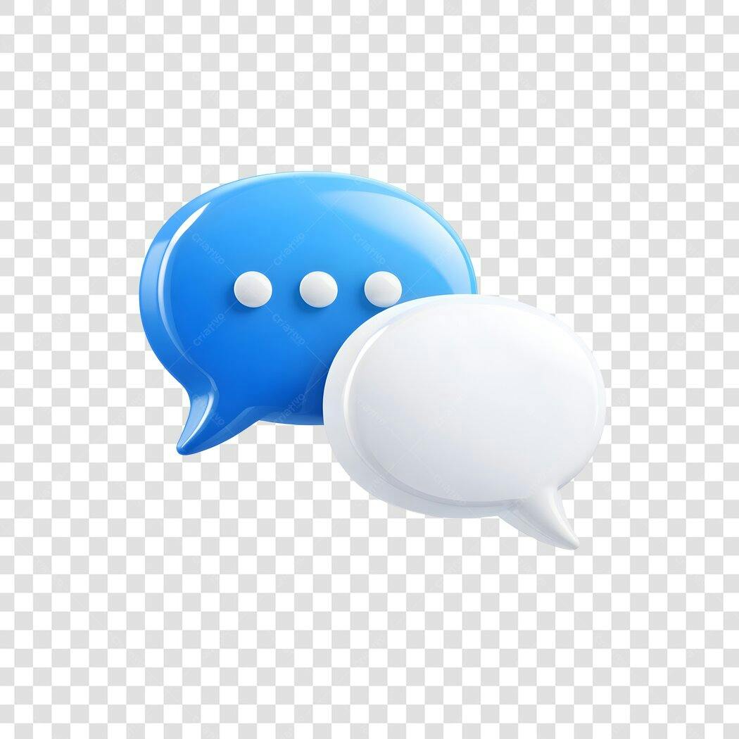 Elemento 3D Balões de Diálogo Chat PNG Fundo Transparente
