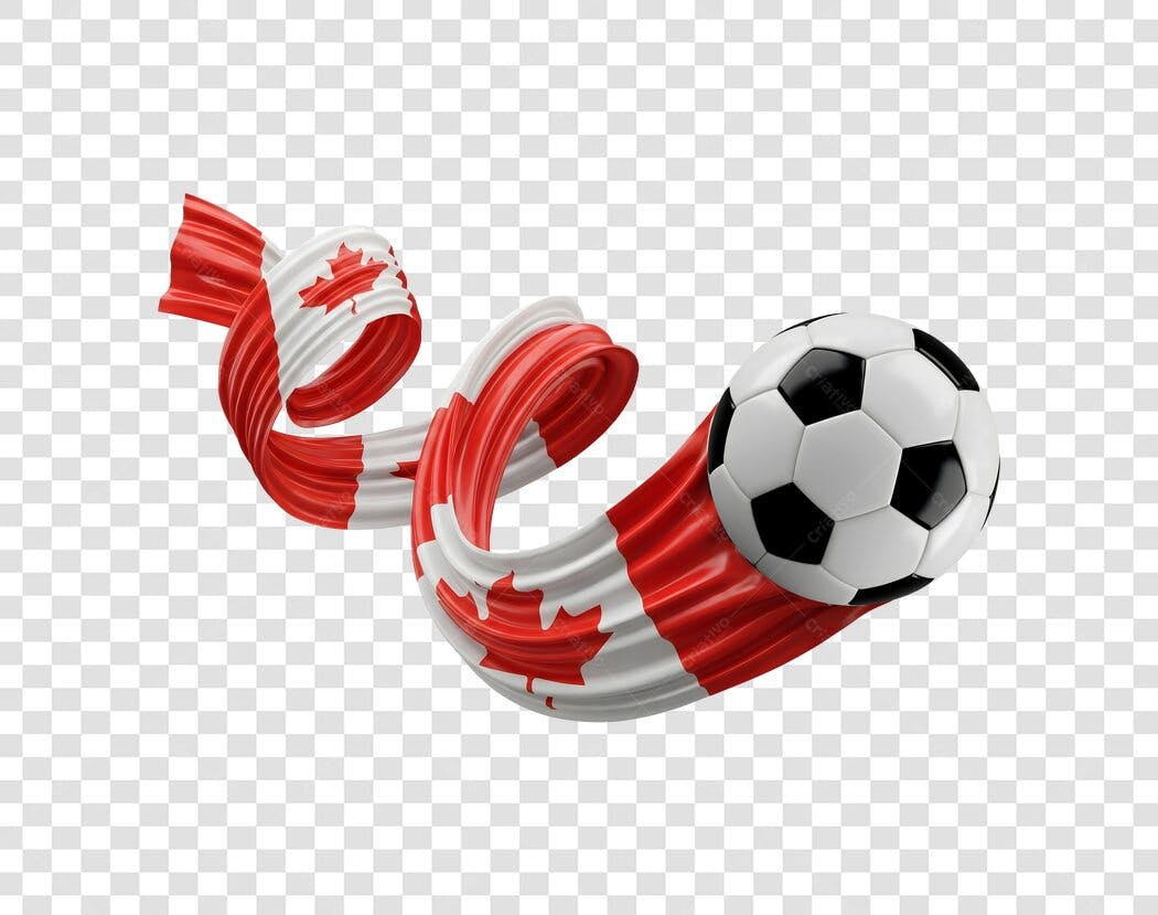 Elemento 3D Bandeira Canadá Futebol Bola PNG Fundo Transparente