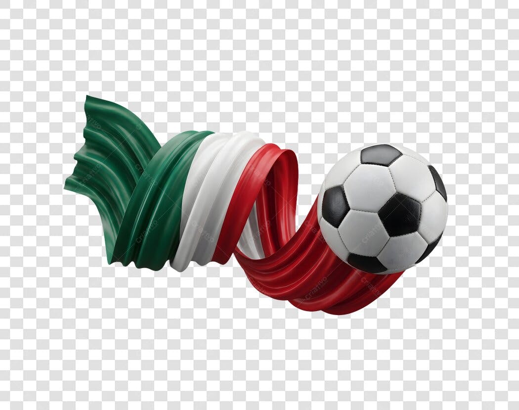 Elemento 3D Bandeira Itália Futebol PNG Fundo Transparente