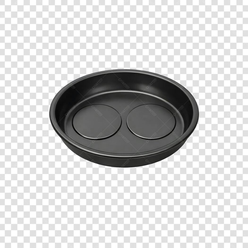 Elemento 3D Bandeja Redonda Preta PNG Fundo Transparente