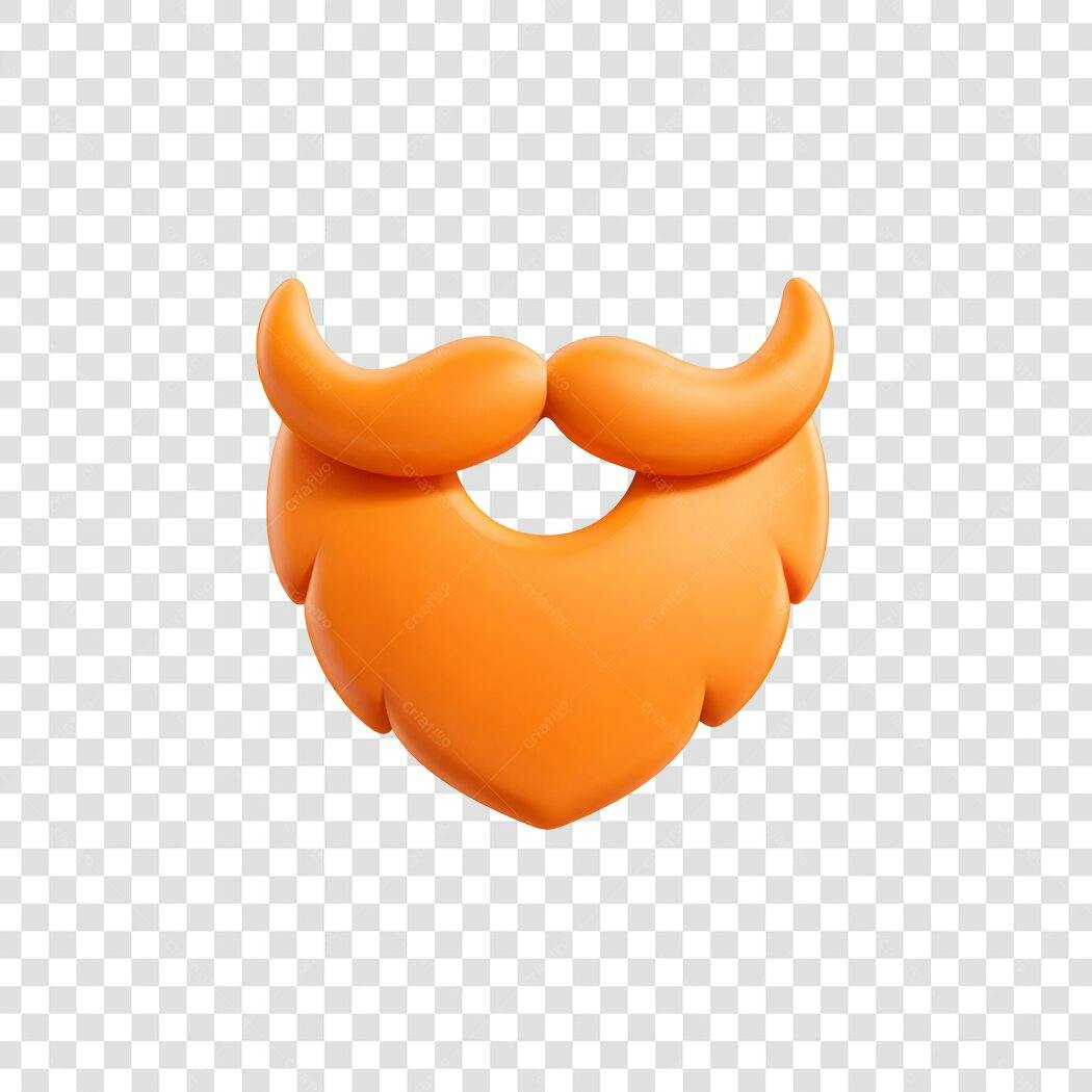Elemento 3D Barba e Bigode Laranja St Patrick PNG Fundo Transparente