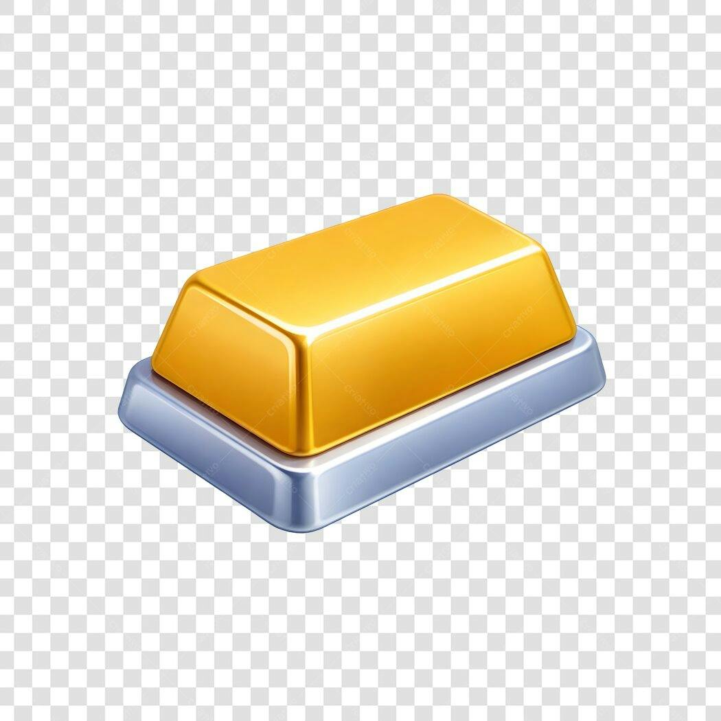 Elemento 3D Barra de Ouro e Prata PNG Fundo Transparente