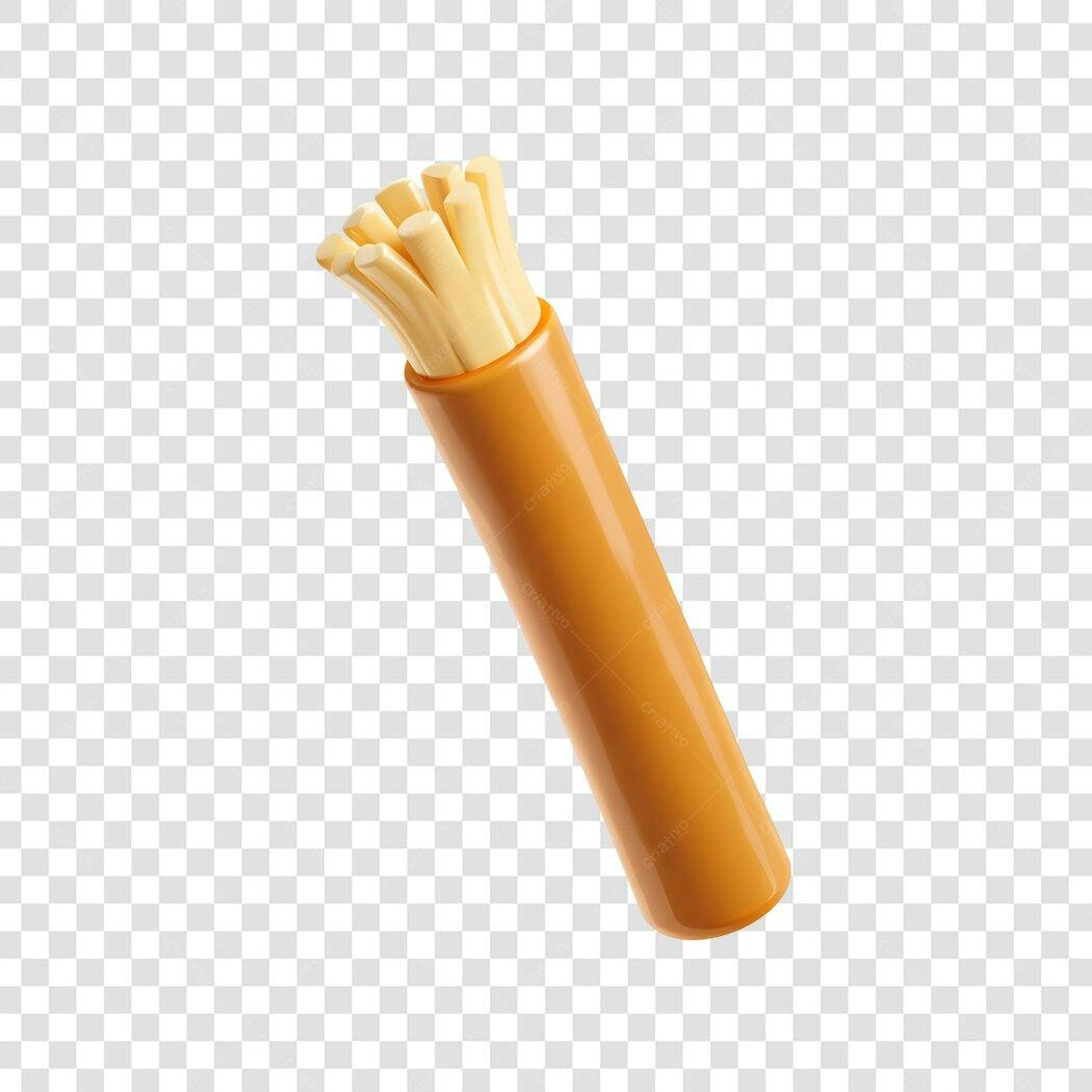 Elemento 3D Batata Frita Palito Fast Food PNG Fundo Transparente