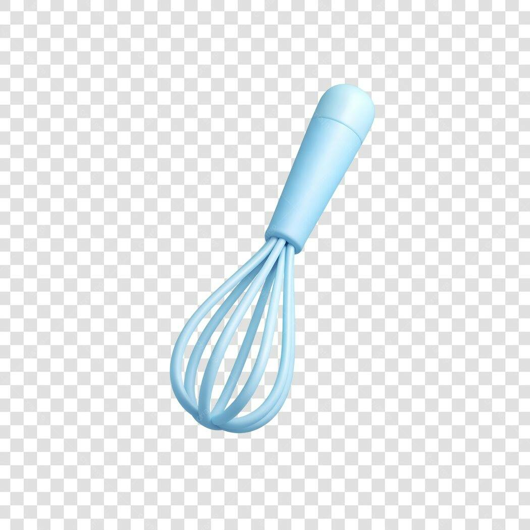 Elemento 3D Batedor de Ovos Azul Pastel PNG Fundo Transparente