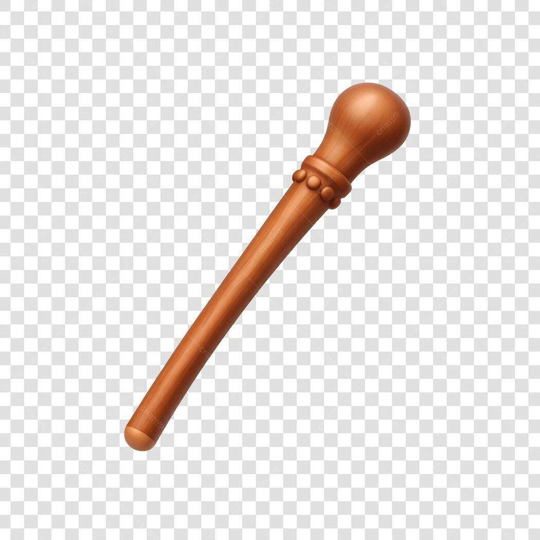 Elemento 3D Bengala Marrom Madeira PNG Fundo Transparente