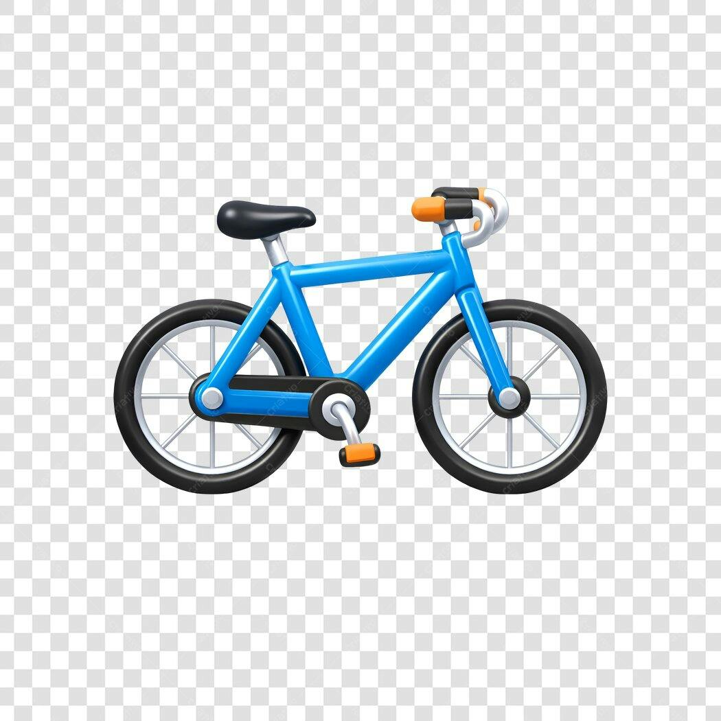 Elemento 3D Bicicleta Azul Transporte PNG Fundo Transparente
