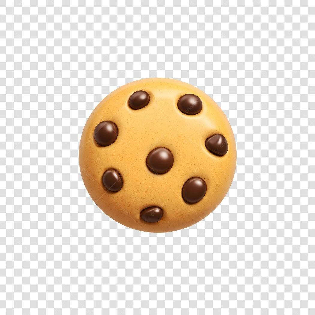 Elemento 3D Biscoito Chocolate Chip PNG Fundo Transparente