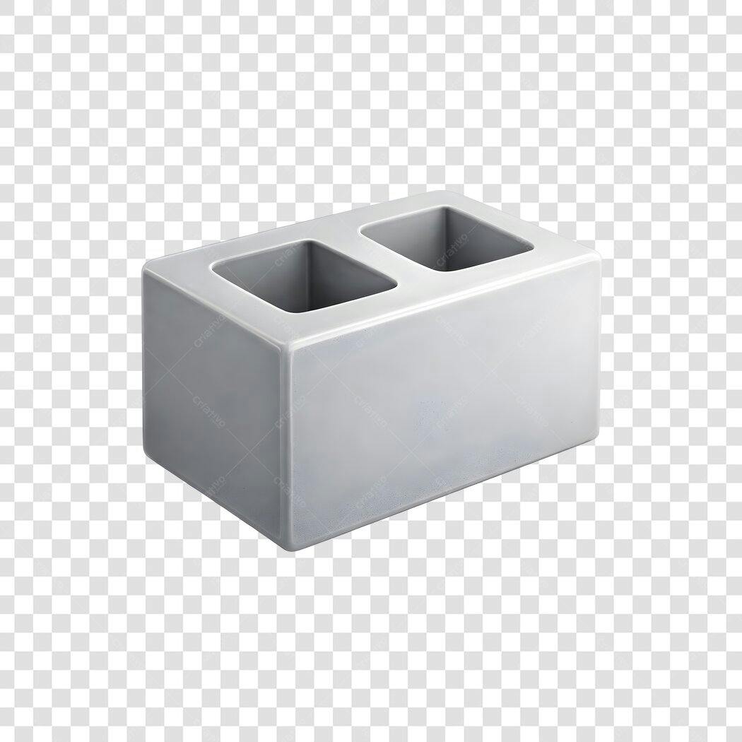 Elemento 3D Bloco Concreto Construção PNG Fundo Transparente